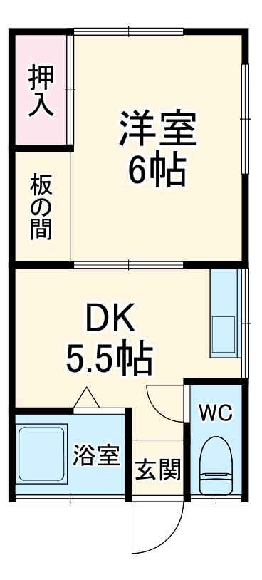 共栄荘(1DK/1階)の間取り写真