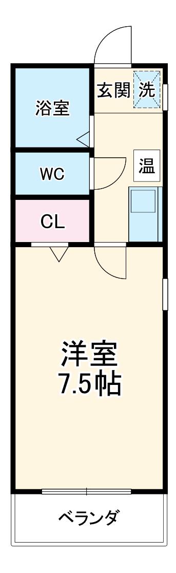 オークヴィラ一番館(1K/2階)の間取り写真