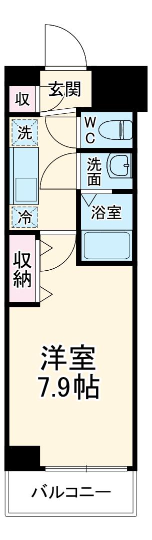 アドバンス京都烏丸グループ(1K/2階)の間取り写真