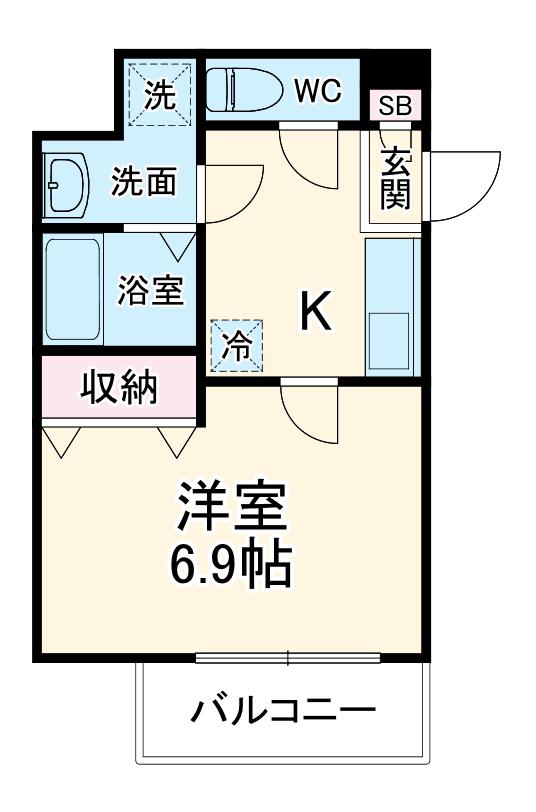 ジーメゾン衣笠栄町(1K/1階)の間取り写真
