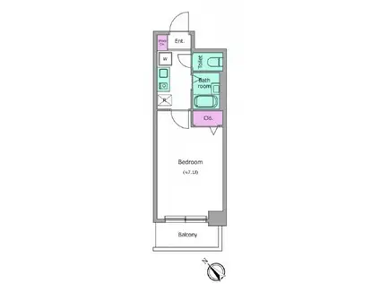 レジディア南行徳(1K/3階)の間取り写真