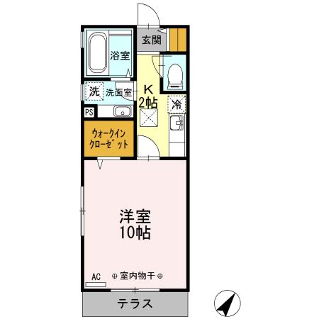 マウントサイド(1K/2階)の間取り写真
