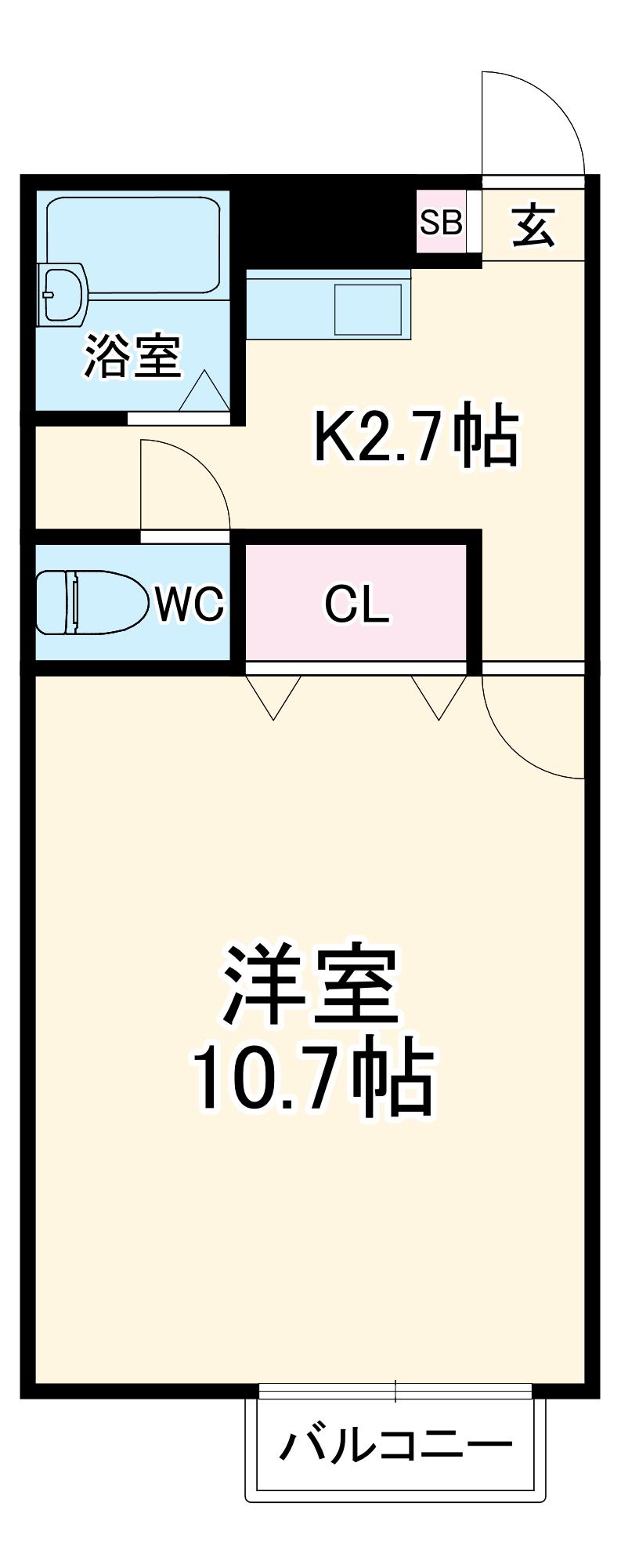 アムール江戸川台(1K/1階)の間取り写真