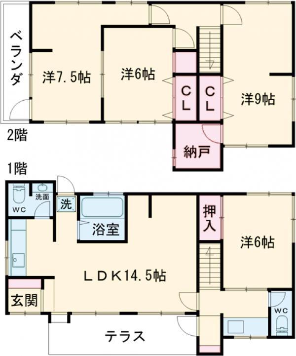 京王電鉄京王線 府中駅(東京) 徒歩13分 2階建 築53年(4LDK)の間取り写真