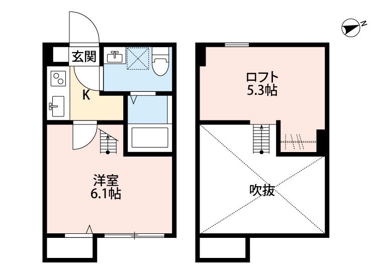 KURASUCO戸塚(1K/1階)の間取り写真