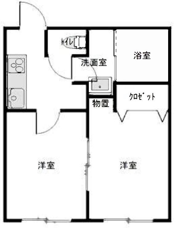 BCASA熊谷REBORN(2DK/1階)の間取り写真