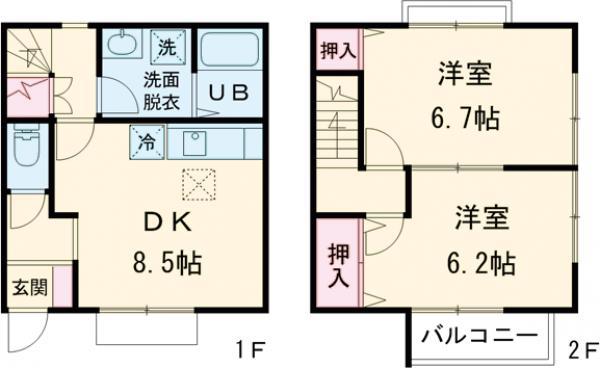 ルミエール(2DK)の間取り写真