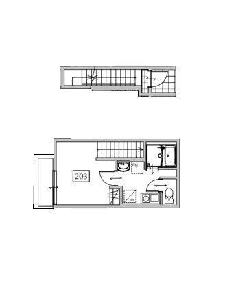 OPEN RISE府中小柳Ⅰ(1K/2階)の間取り写真