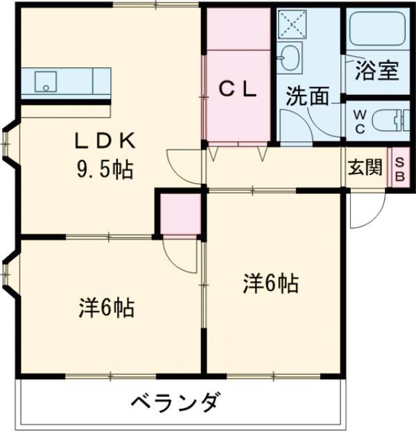 ステイシアⅢ大嶋レジデンスB(2LDK/1階)の間取り写真