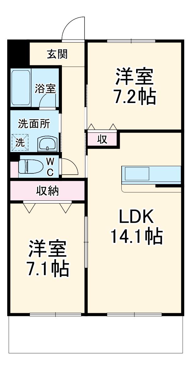 SUN CRYSTAL(2LDK/2階)の間取り写真