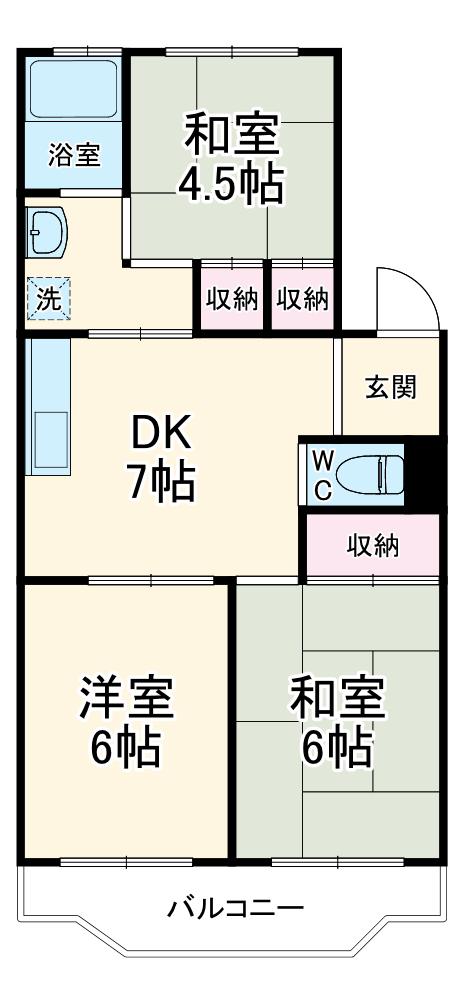 ダイヤマンション(3DK/2階)の間取り写真