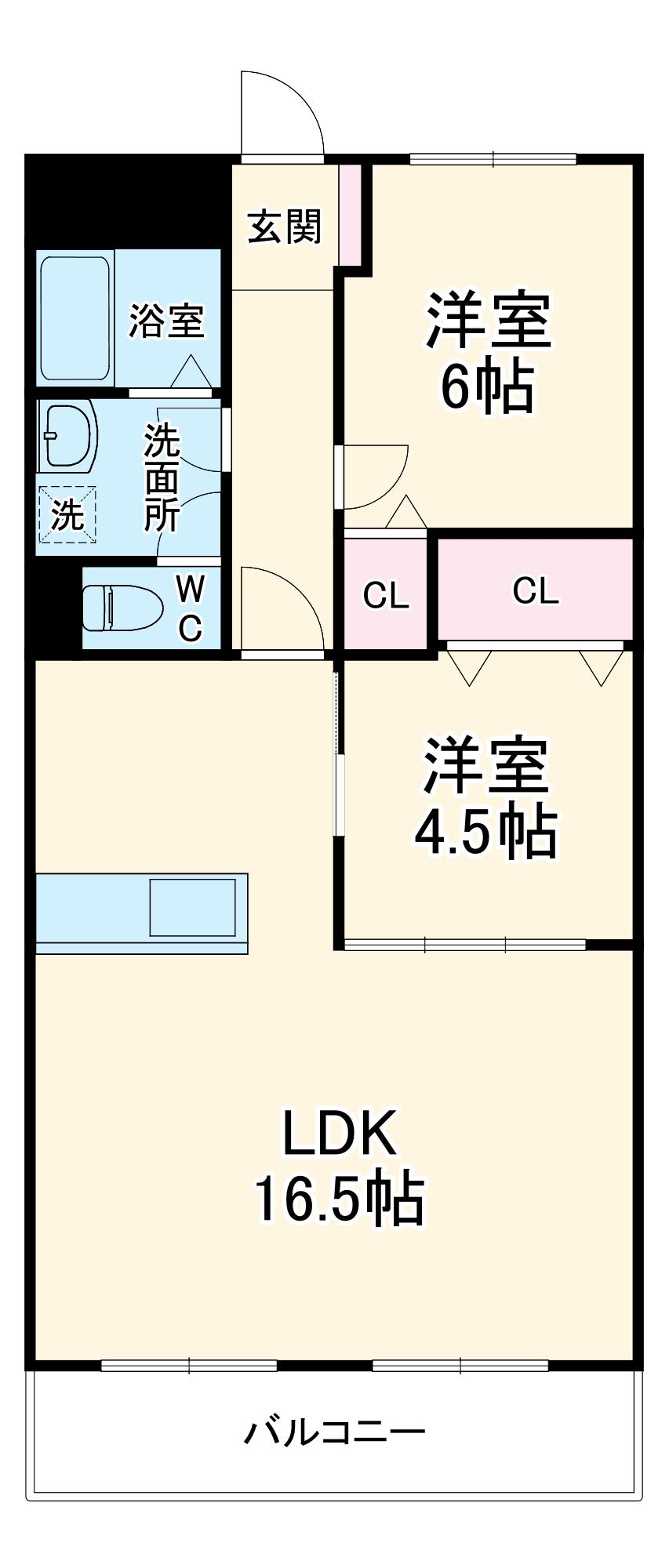 住吉カトレアマンション(2LDK/5階)の間取り写真