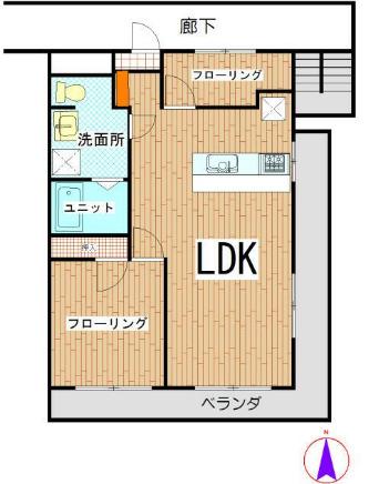 Sマンション領々家(2LDK/3階)の間取り写真
