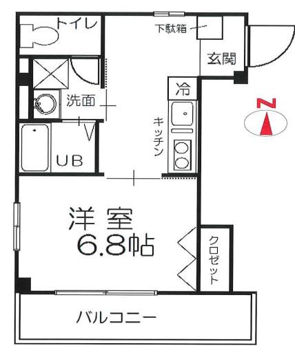 サンドリームⅢ(1K/2階)の間取り写真
