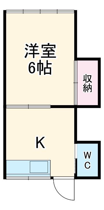 そよ風と丘の上ブルー(1K/2階)の間取り写真