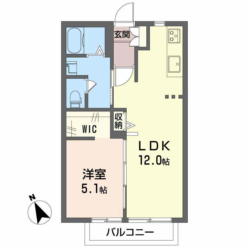 ソレーユ中島(1LDK/2階)の間取り写真