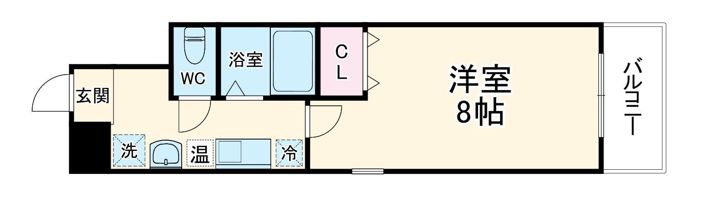 フラットワン天神橋(1K/5階)の間取り写真