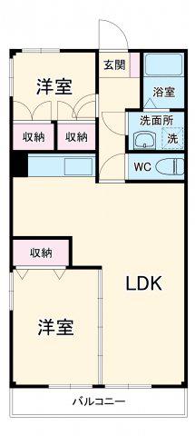 ライフ21INA(2LDK/3階)の間取り写真