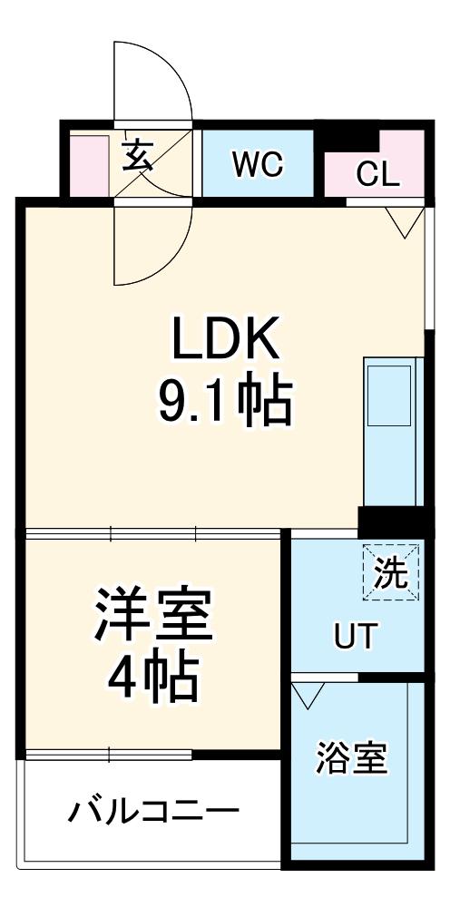 LIX大和田駅前(1LDK/4階)の間取り写真