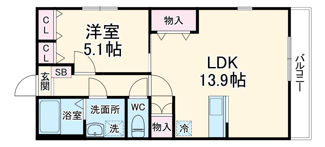 エクセラン上本郷Ⅱ(1LDK/2階)の間取り写真