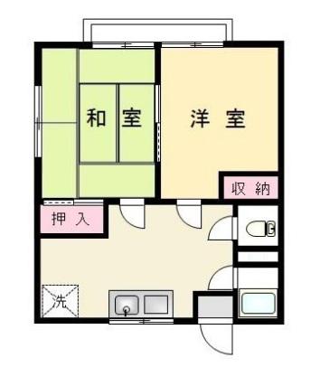 ハイツ中島(1K/2階)の間取り写真