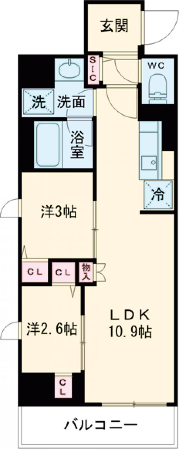ドゥーエ三ノ輪Ⅲ(2LDK/2階)の間取り写真