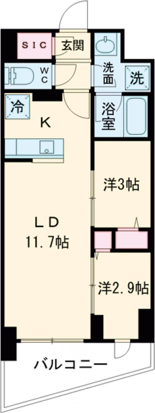 ドゥーエ三ノ輪Ⅲ(2LDK/2階)の間取り写真