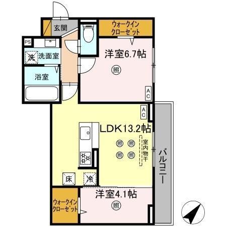 D‐KISARIA WIⅤ(2LDK/2階)の間取り写真