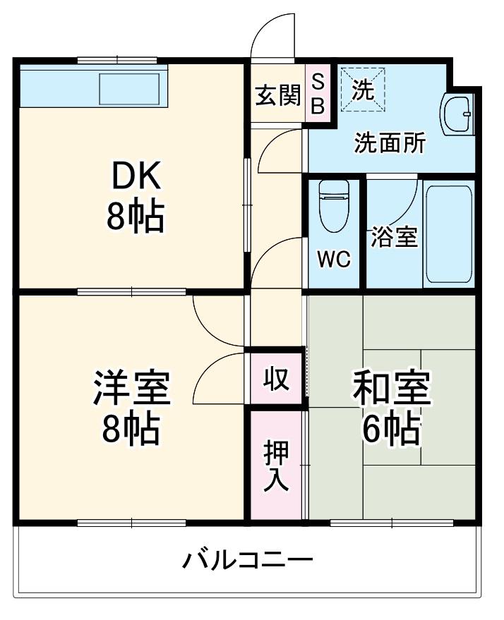 リーフハイツ(2LDK/2階)の間取り写真