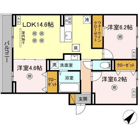 D‐KISARIA WIⅤ(3LDK/1階)の間取り写真