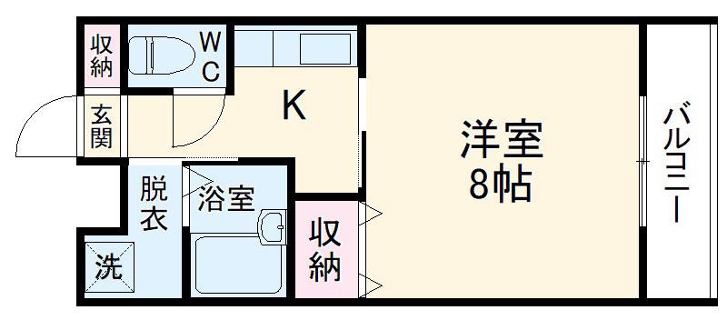 フラットさつきⅤ(1K/3階)の間取り写真