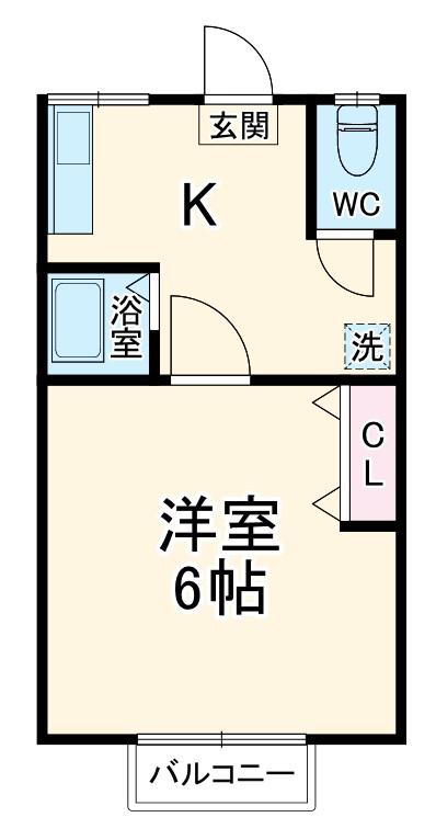 サンマリンハウス(1K/2階)の間取り写真