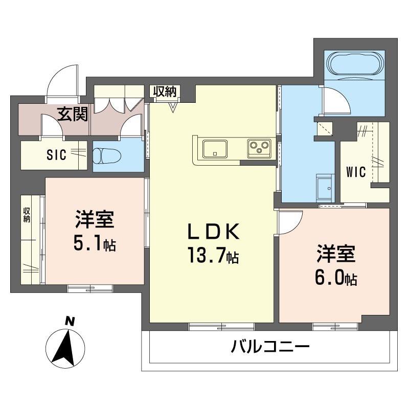 リッツ・リン(2LDK/2階)の間取り写真