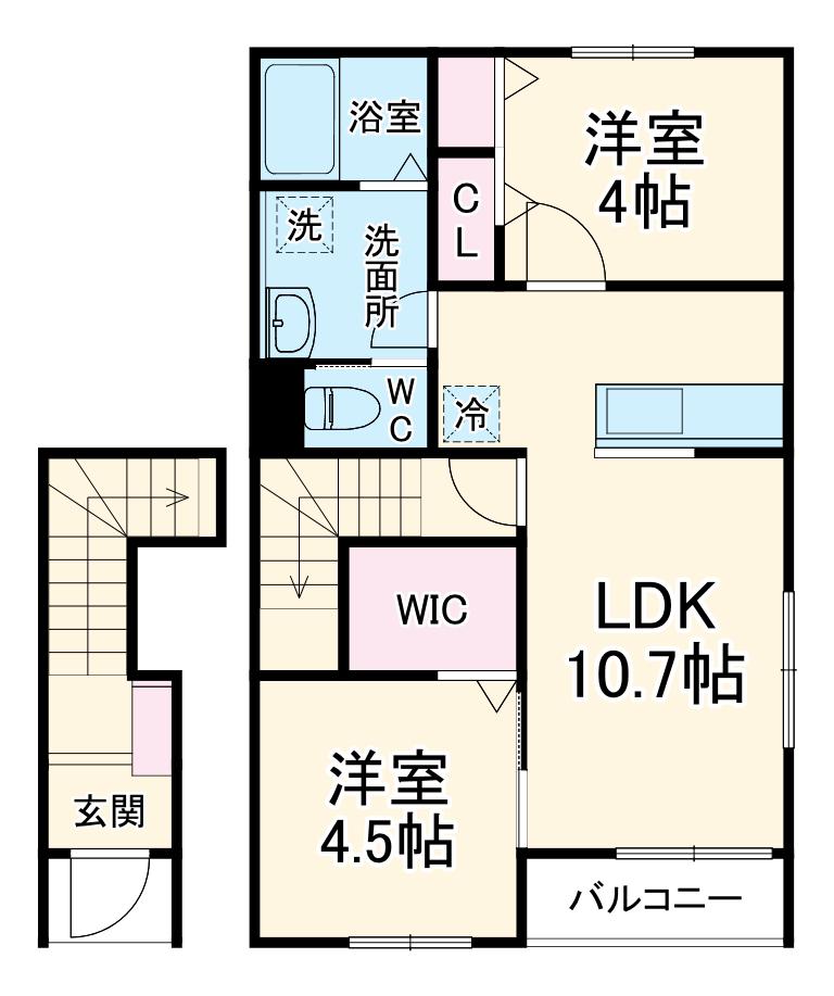 リーブルファイン三郷半田Ⅱ(2LDK/2階)の間取り写真