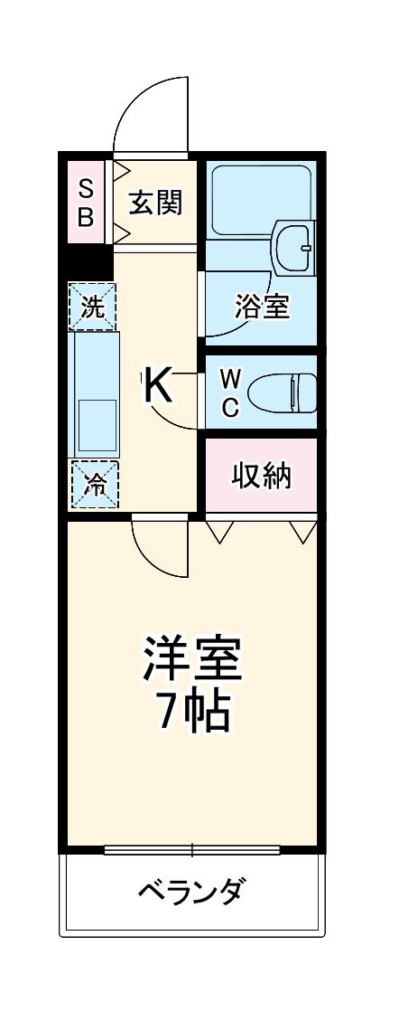 フォンティーヌ・ユニ(1K/1階)の間取り写真