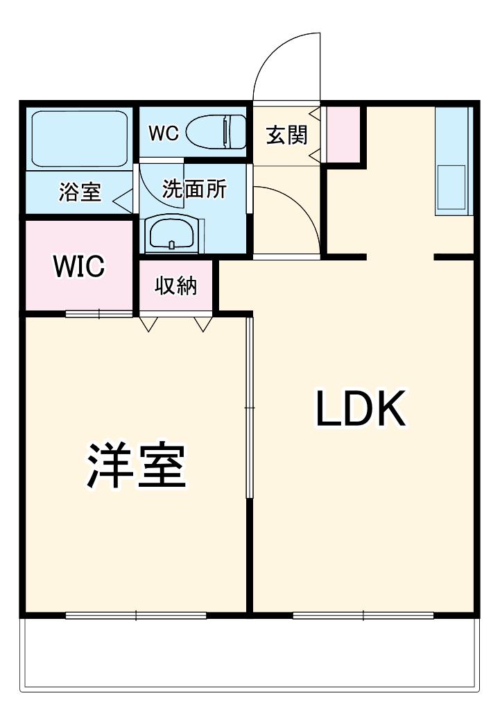 SYコートD棟(1LDK/1階)の間取り写真