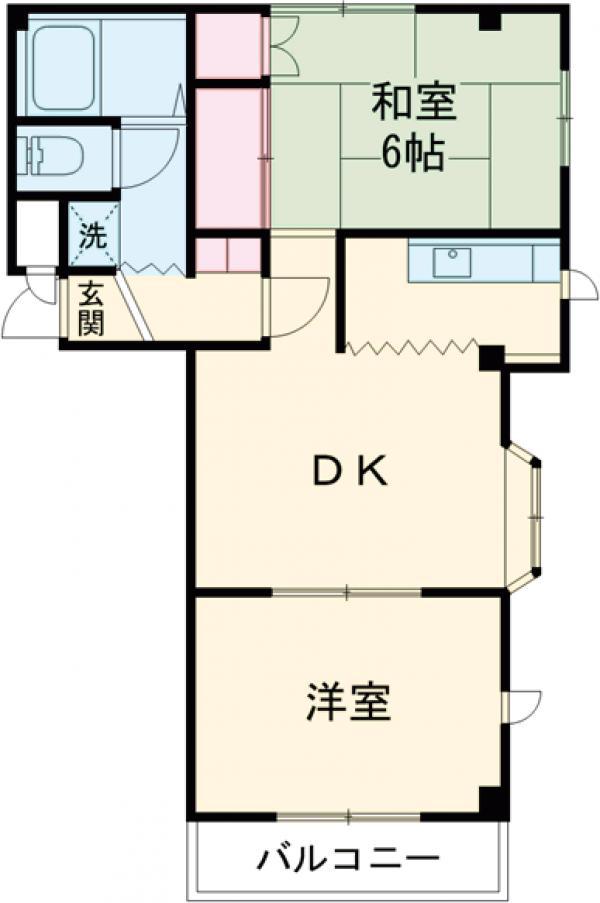 タカラ峰ハイツB棟(2DK/3階)の間取り写真