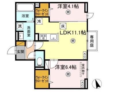 D‐KISARIA WⅢ(2LDK/3階)の間取り写真