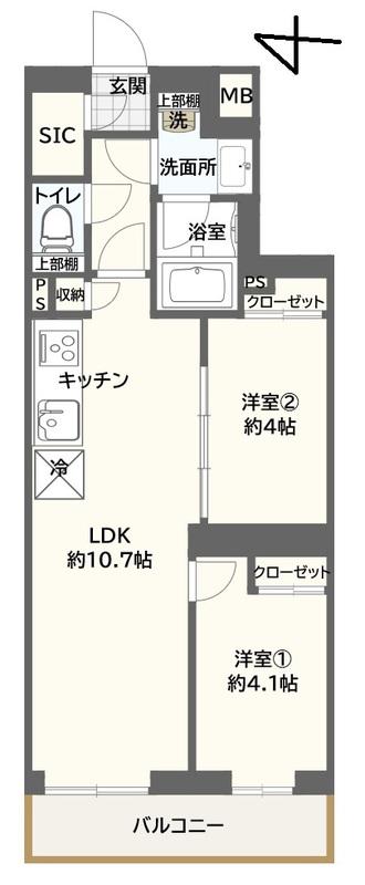 MIND梅島(2LDK/3階)の間取り写真