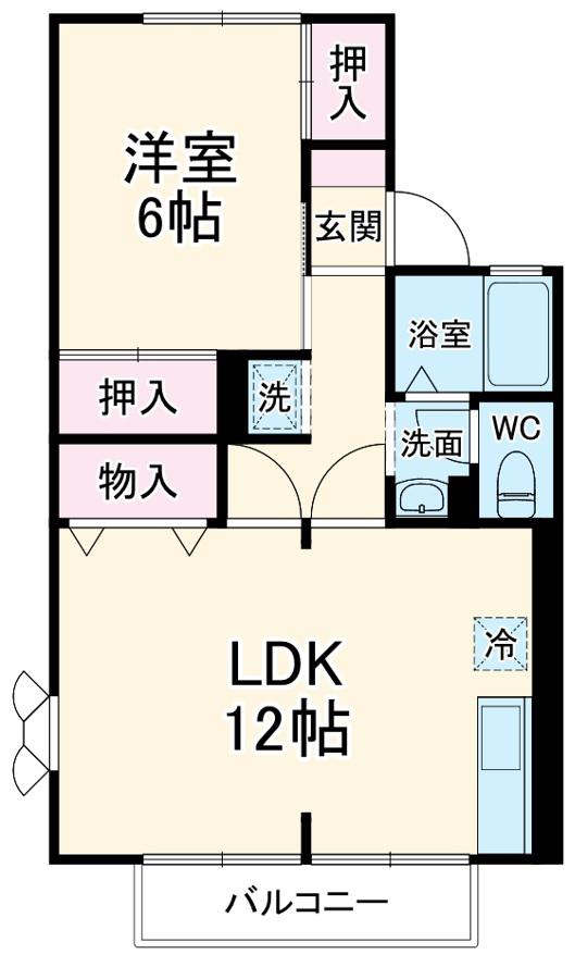 コンフォートヒルズ1番館(1LDK/1階)の間取り写真