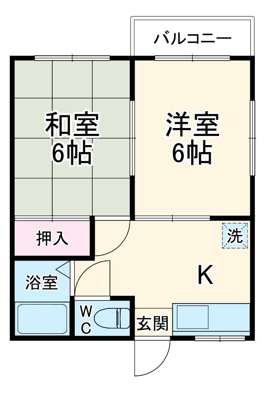 パナセブンハイツ(2K/1階)の間取り写真