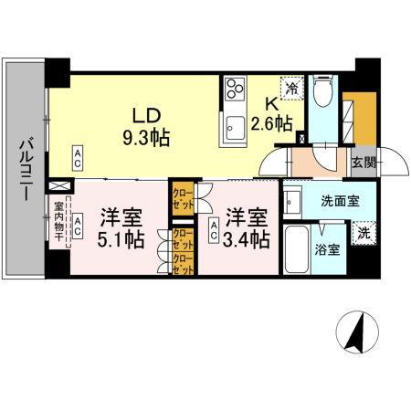 ロイジェント西新井(2LDK/4階)の間取り写真