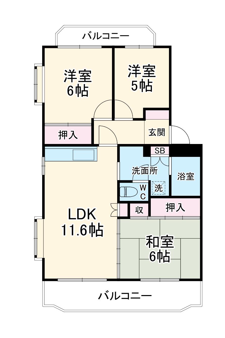 エメロード湘南(3LDK/2階)の間取り写真