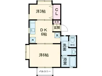 ハイツミズキ(2DK/2階)の間取り写真