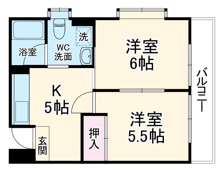 ハイムプレセア(2DK/4階)の間取り写真