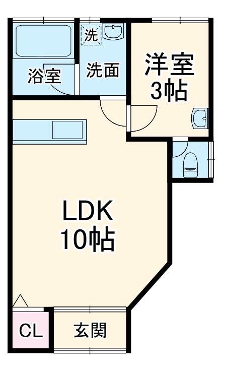 モダンテラス備後東(1LDK/1階)の間取り写真