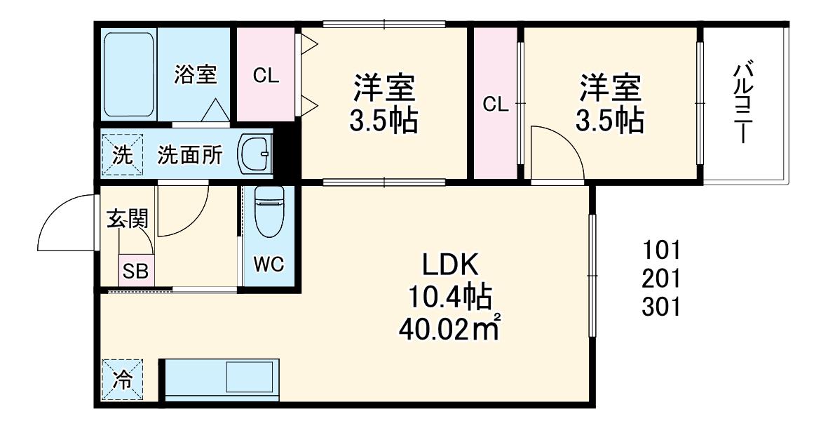 REVIVE古淵(2LDK/1階)の間取り写真