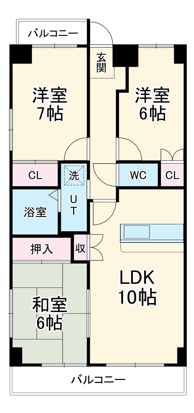シャトー小沢(3LDK/3階)の間取り写真