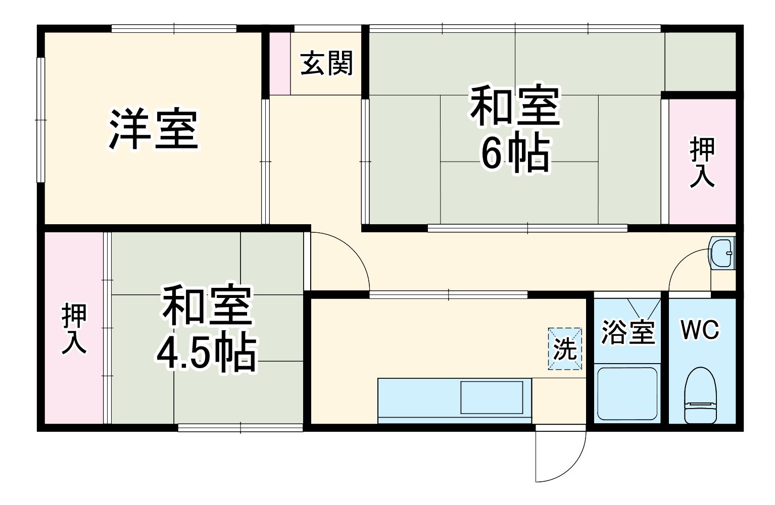 西小路2丁目借家 B棟(3DK)の間取り写真