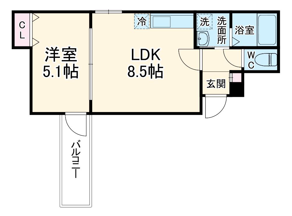 ALEGRIA池田(1LDK/2階)の間取り写真